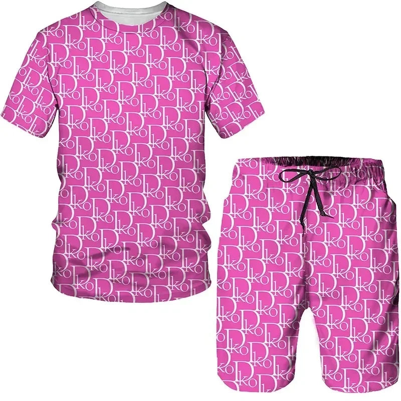 Summer Street Men's Daily Casual Fashion Loose Comfort Short Sleeve Outdoor Trend Sports Shorts Novelty Geometric Printing
