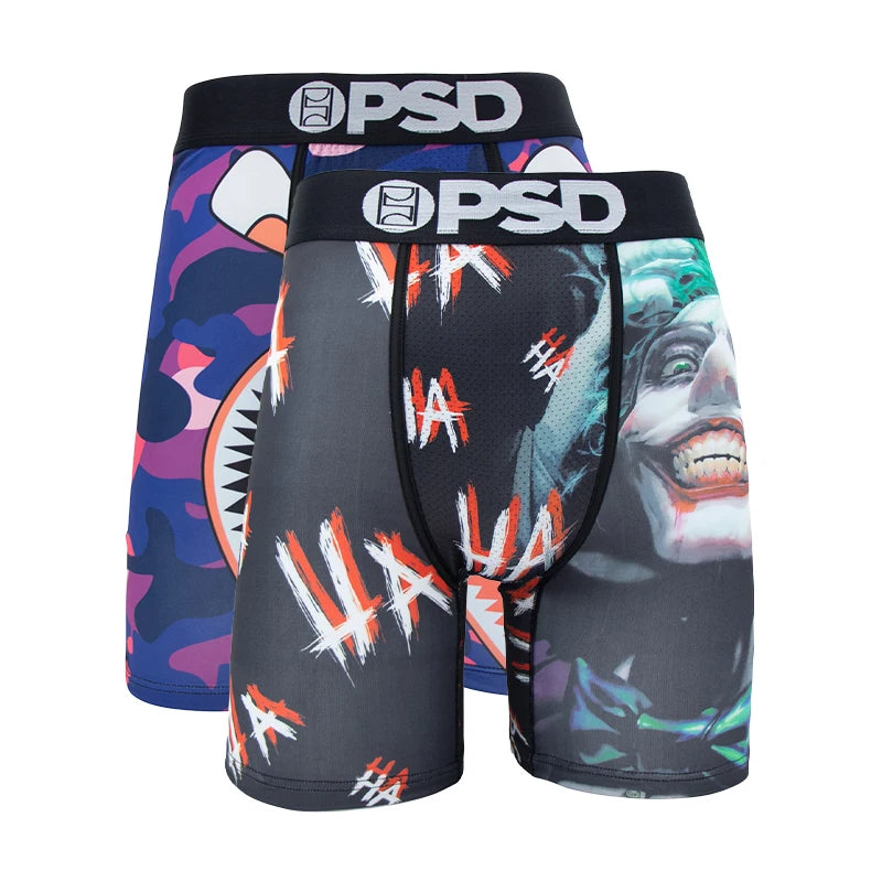 OZPSD 2Pcs Men Boxer Briefs Breathable Mens Underpants Men's Panties Plus Size L-2XL Print Mens Swimming Underwear Sexy Boxers