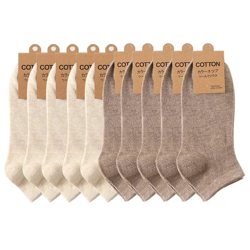 10 Pairs/Lot Men's Breathable Cotton Socks Hot Selling Low Tube Solid Color Comfortable Simple Fashion Gifts Male Ankle Sock