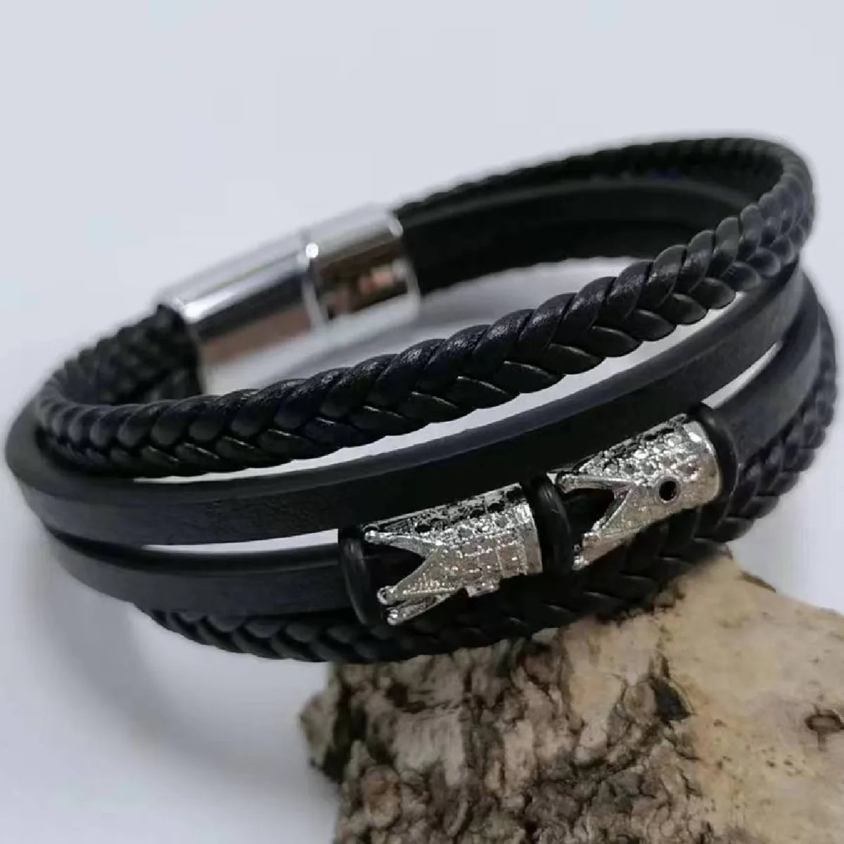 Tree Male Unique Design Trendy Vintage Cuff Men Bracelets PU Leather Bracelets Bangles for Men Jewelry