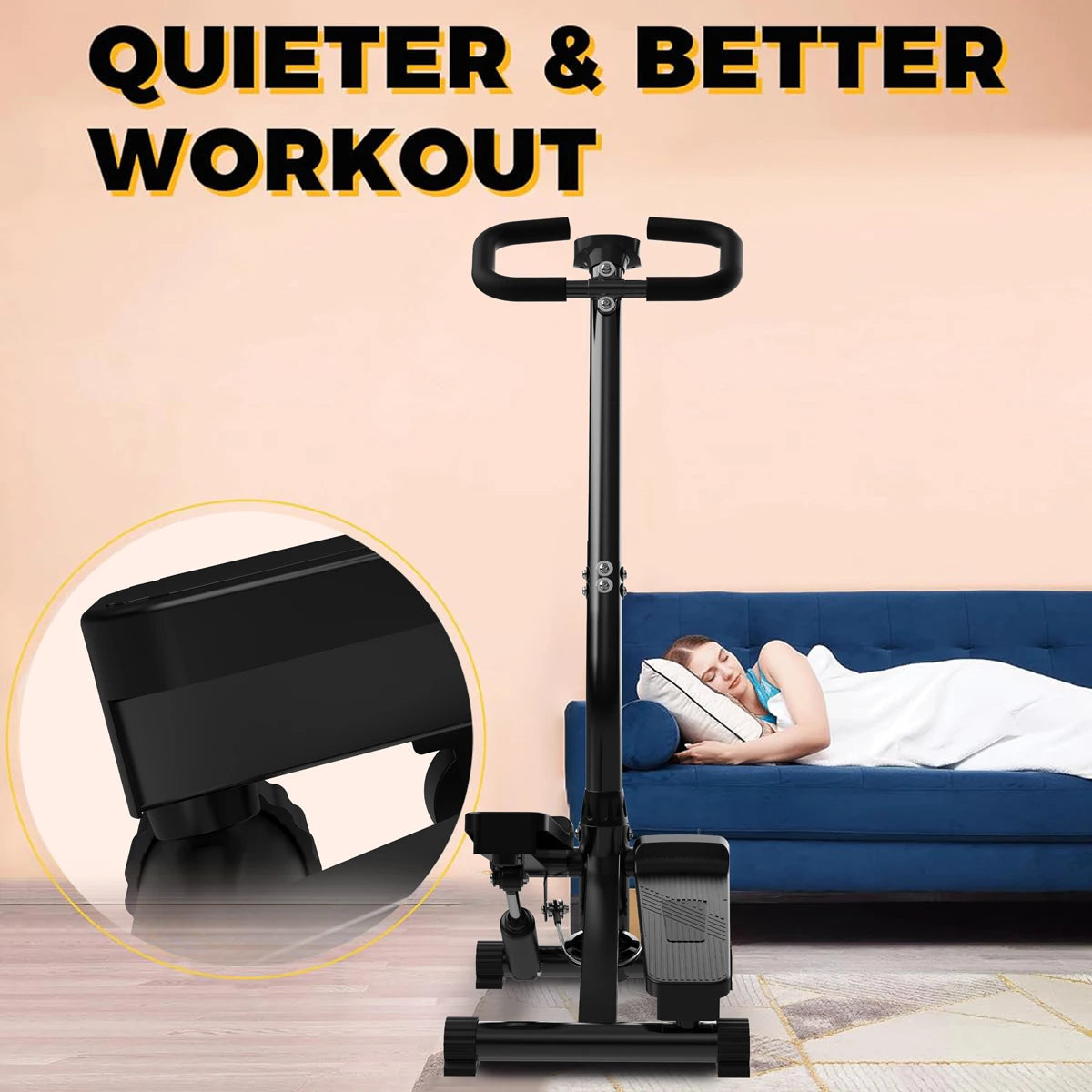 Mini stepper with handle, 300 pound load capacity, hydraulic stepper, LCD display
