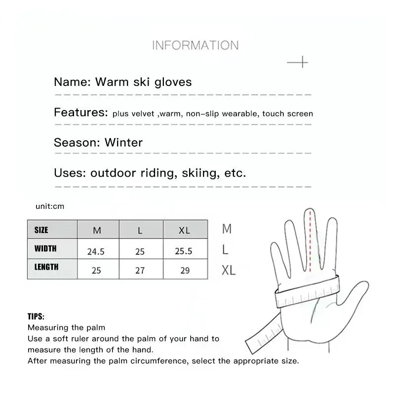 Camouflage Fleece Thickened Ski Gloves Warm Non-slip Windproof And Waterproof Touch Screen Hiking Glove
