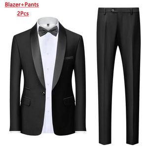 Men's Casual Business Have Smoking Suit High End Brand Boutique Fashion Blazer Vest Pants Groom Wedding Dress Party Suit