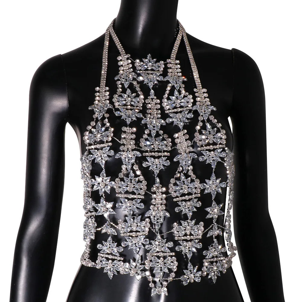 Exaggerated Vest Rhinestone Chest Chain Body Accessories Crystal Lingerie Bra