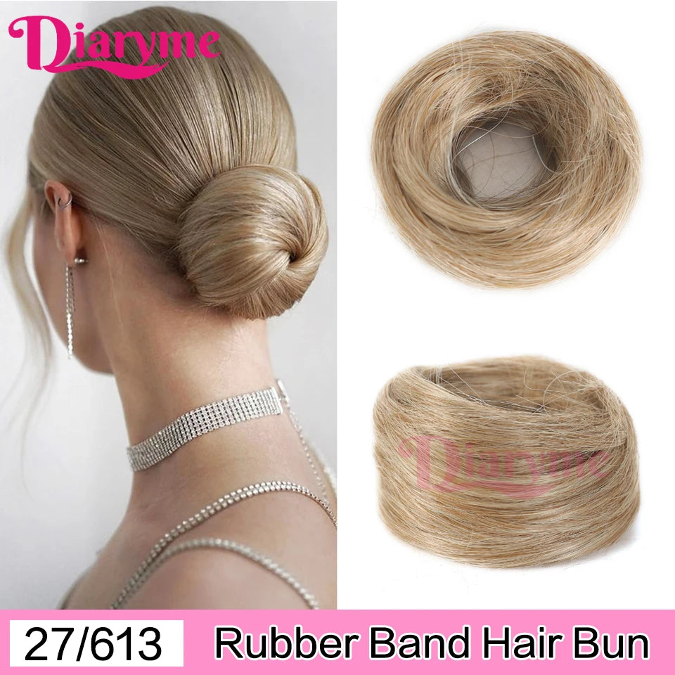 Synthetic Hair Bun Woman Straight Updo hair tie Elastic Rubber Band Chignon Hairpiece Extensions Hair Bands Natural Hairpiece