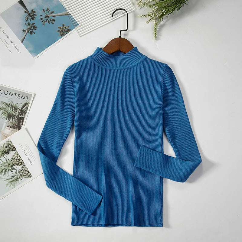 Women's Turtleneck Sweater Knitted Soft Pullovers cashmere Jumpers Basic Solid Soft Sweaters Women Autumn Winter Casual Top