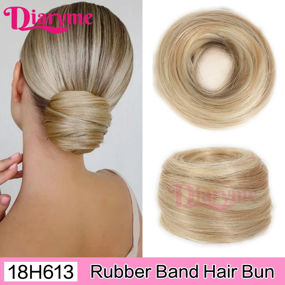 Synthetic Hair Bun Woman Straight Updo hair tie Elastic Rubber Band Chignon Hairpiece Extensions Hair Bands Natural Hairpiece