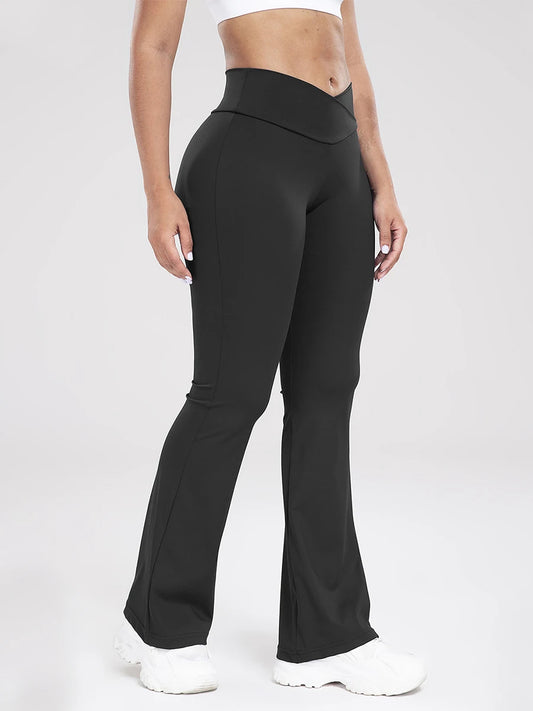 High Waist Yoga Leggings with Tummy Control and Flare Leg Design for Bootcut Style