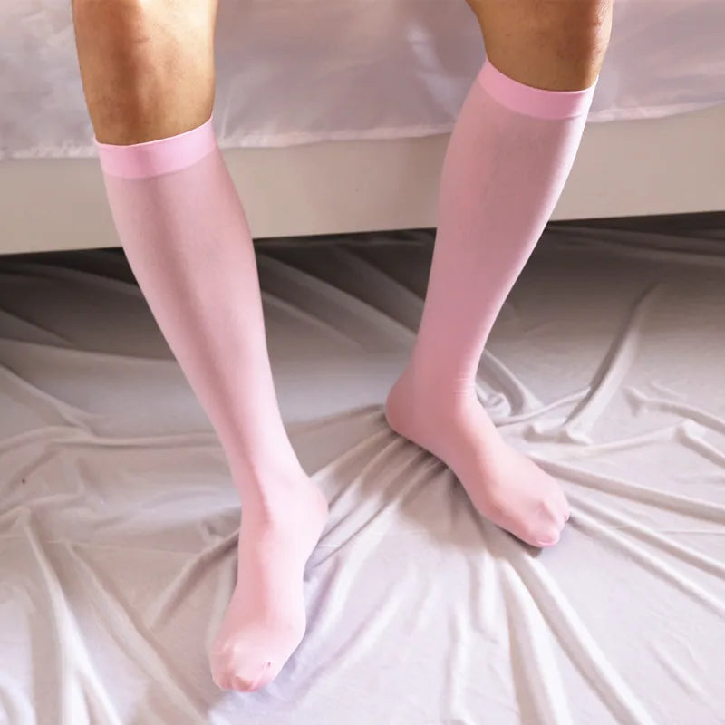 1 Pair Men's Business Suit Socks Ultrathin Mid-Length Tube Summer Breathable Gentleman Sexy Formal Business Stockings
