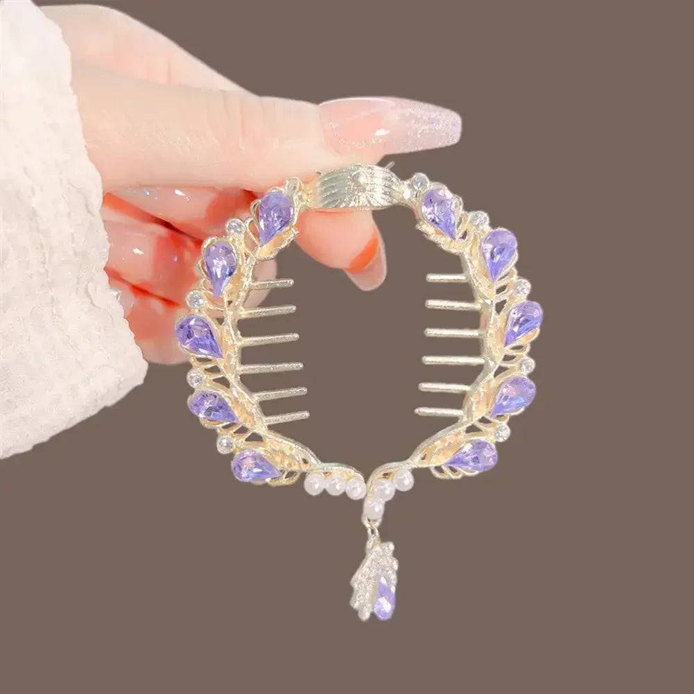 Flower Tassel Hair Clip Women Ladies Butterfly Rhinestone Pearl Metal Hair Claw Round Bun Ponytail Holder Hair Accessories