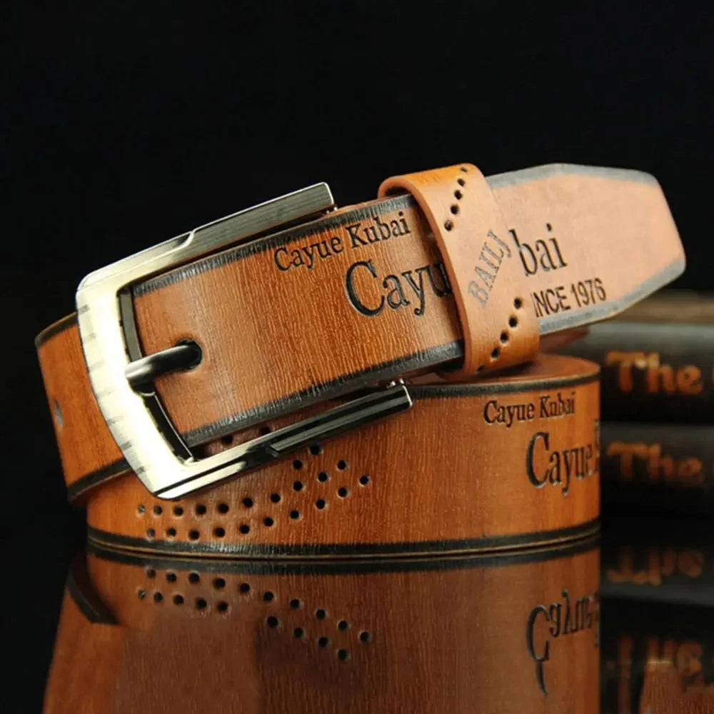 Leather Belt Letter Print Luxury Classic Buckle Business Cowboy Vintage Waistband Alloy Belts