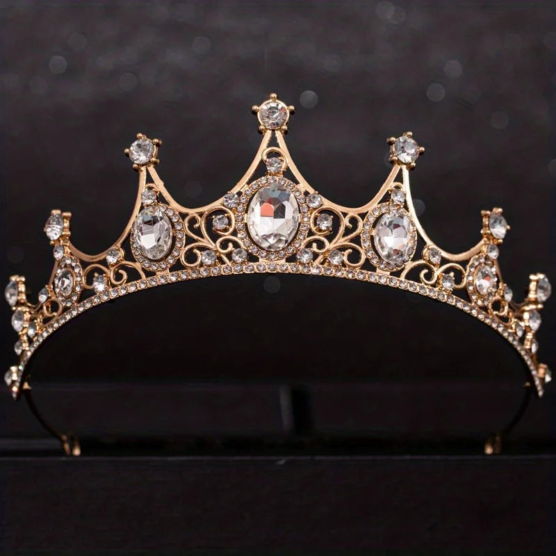 Baroque Crystal Tiaras And Crowns Rhinestone Prom  Crown Tiara For Women Bride Bridal Wedding Hair Accessories Jewelry