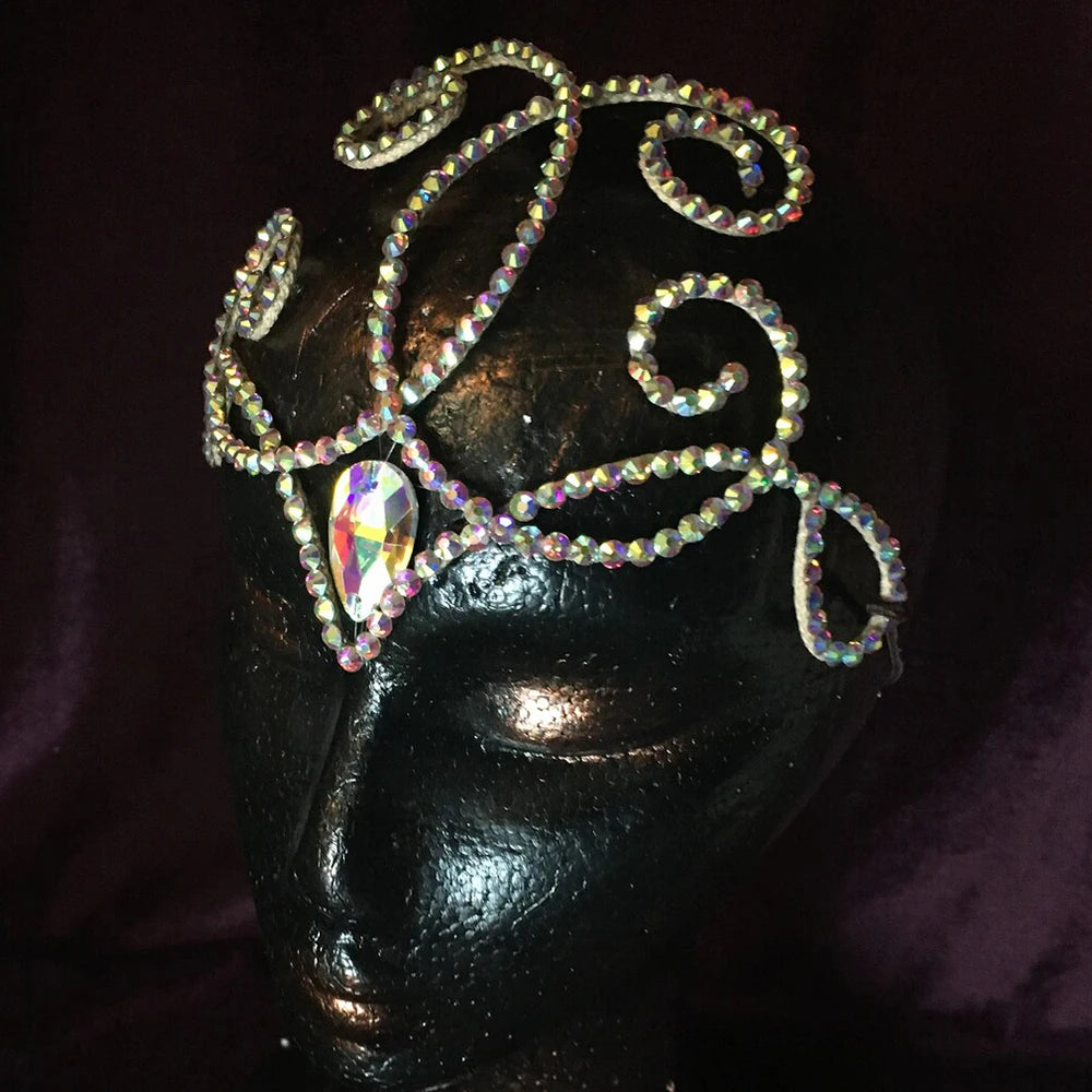 Forehead Chain Headpiece Water Drop Rhinestone Hair Chain Handmade