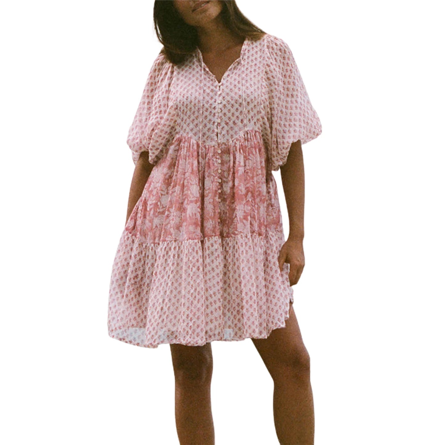 Women s Boho Style V-Neck  Floral Print Maxi Dress with Ruffle Hem and Tie Waist Belt for Summer Beach Party Casual