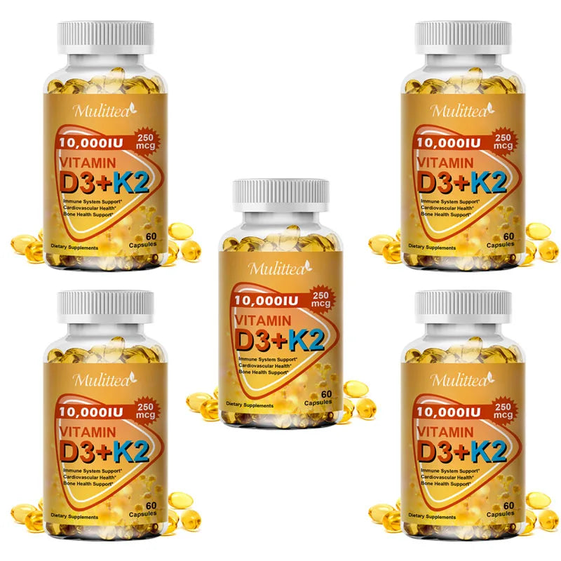 Vitamin D3 + K2 Capsules – 60 Count Dietary Supplement – Made in the USA