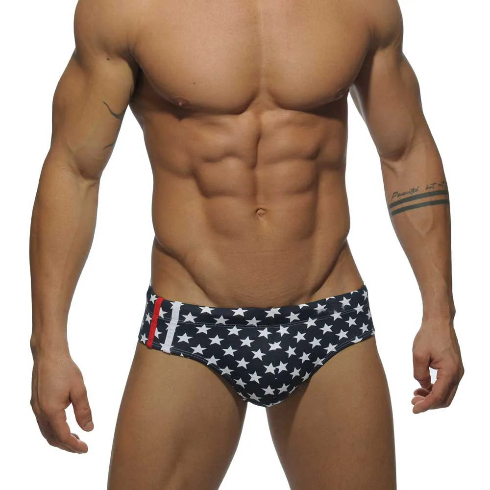 Superbody Brand five-pointed star Camouflage swimming trunks Swimwear Mens Swimming Trunks Summer Men's Swim Brief Patchwork