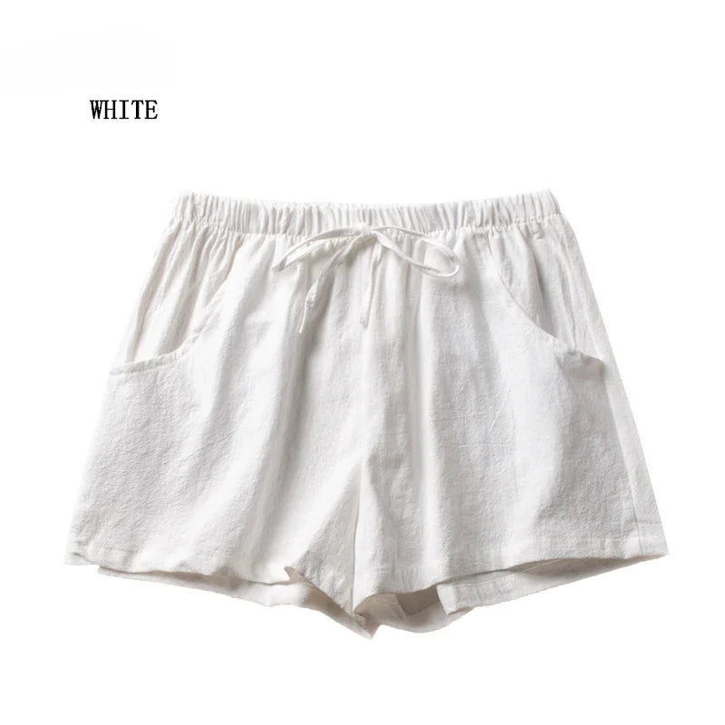 Casual Linen Shorts Women Gym Workout Shorts Cotton Short Pants High Waisted  Ladies Short