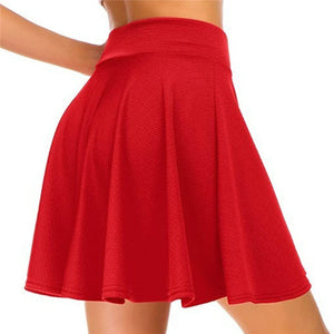 Women's Basic Versatile Stretchy Flared Casual Mini Skater Skirt Red Black Blue White Short Skirt 3XL