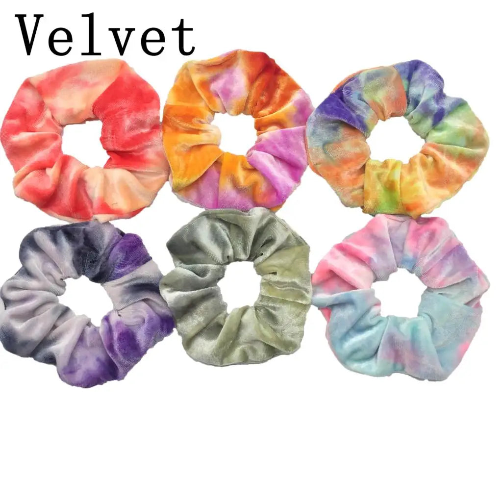 10/6/1pc hair scrunchies headband women ties velvet solid color Black set pack