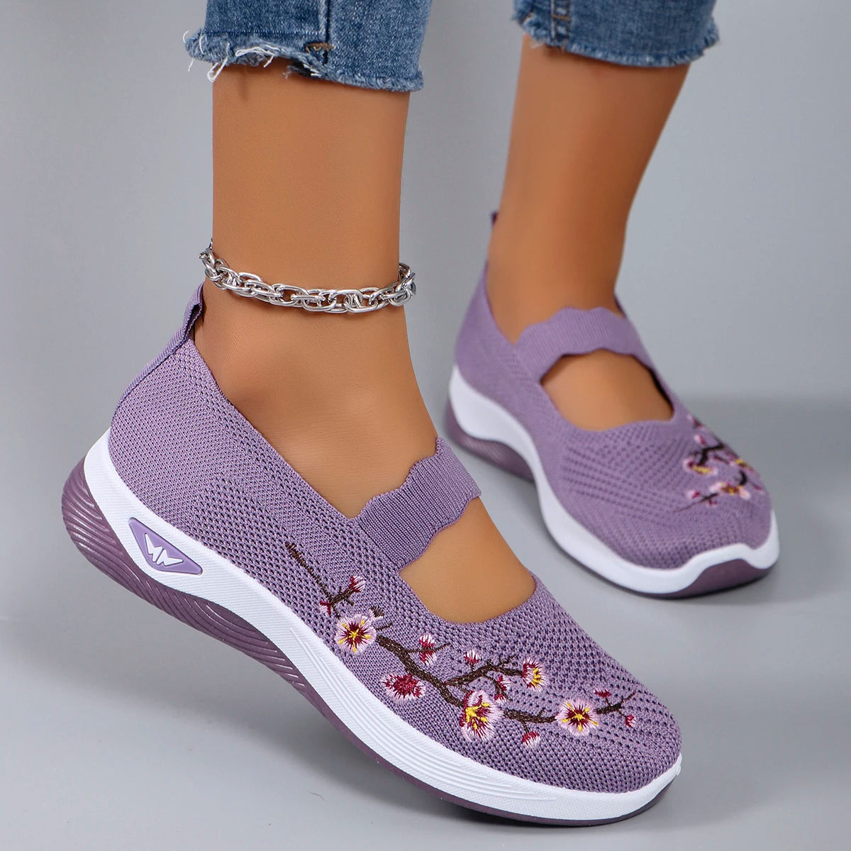 Women's sports shoes, fashionable, breathable, lightweight, non-slip, wear-resistant, casual sports shoes, flat shoes