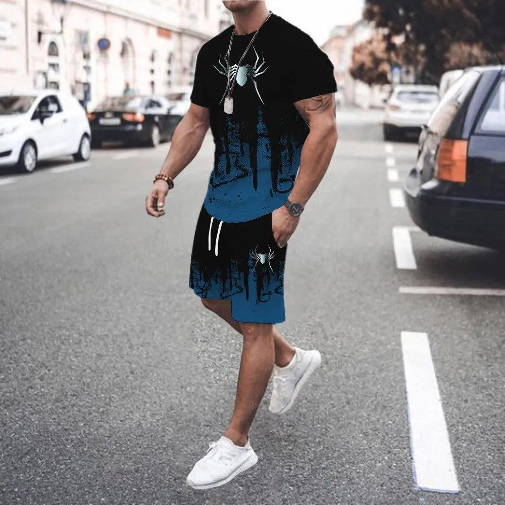 3D Printed Men s Casual Luxury Gradient T-Shirt Shorts Set Tracksuit Male 2 Pieces Fashion Outfit Man Clothing Jogging Suit