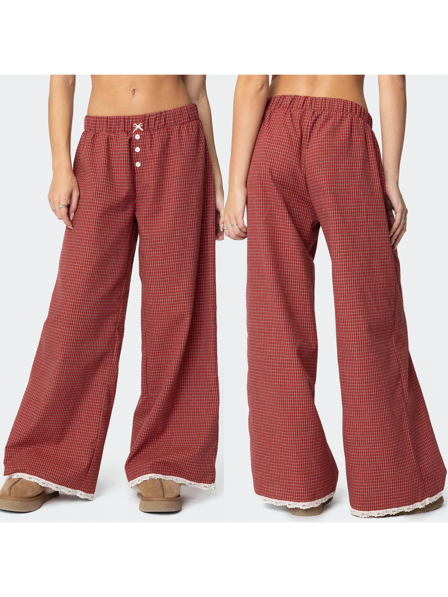 Women High Waist Wide Leg Pants Retro Floral Print Palazzo Trousers Casual Loose Fit Streetwear Fashion