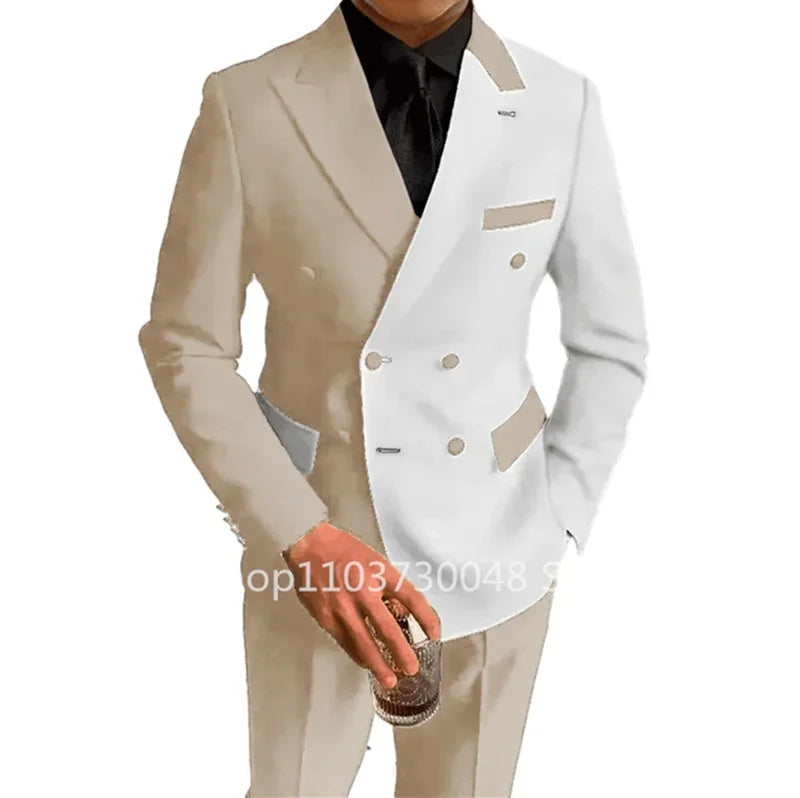 2 Piece Fashion Style Men Suits Slim Fit Peak Lapel Blazer Pants Formal Business Groom Wear Tuxedos