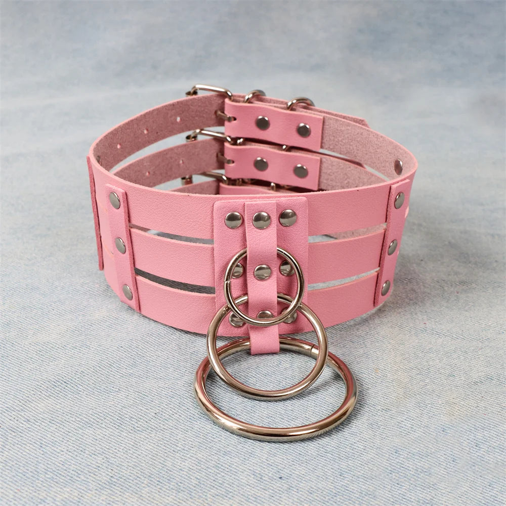 Punk Rock Gothic Collar Choker Sexy PU Leather O-Ring Women Collar Choker Necklace Body Accessories