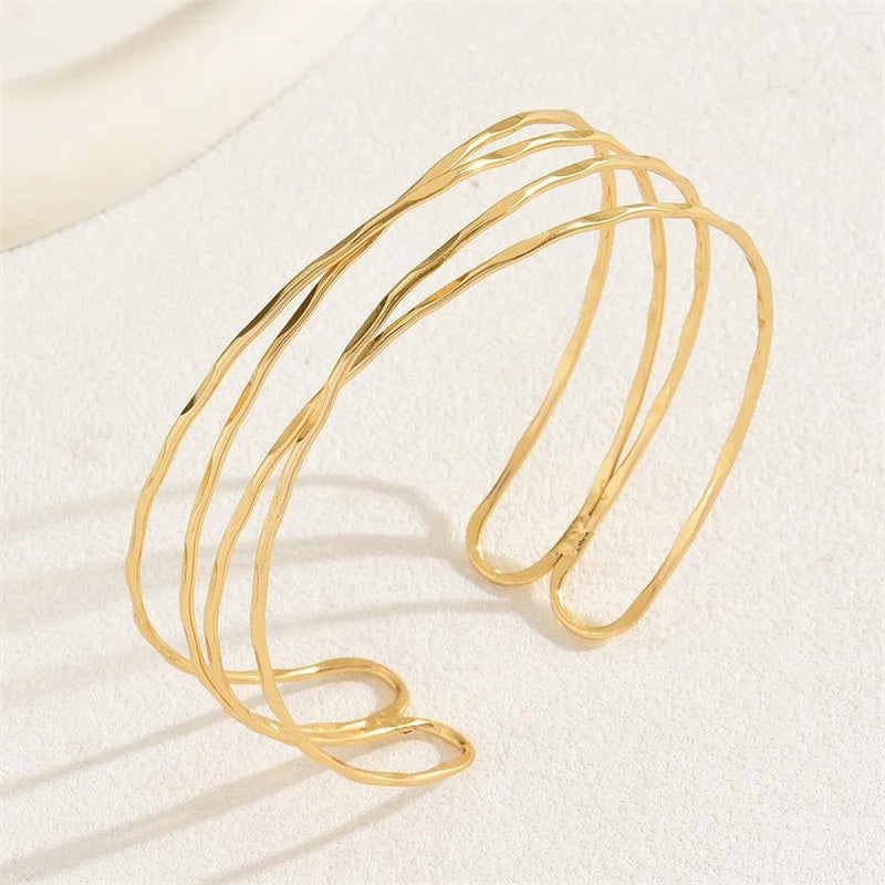 Multilayer Gold Color Cuff Bracelet For Women Style Metal Bracelet  Design  Daily Wear Party Jewelry