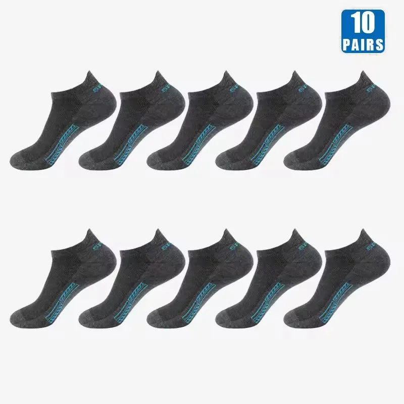 10/20 Pairs Men Short Socks Trendy High-Quality Low Cut Round Neck Ankle Socks Mesh Breathable Sports Casual Men Boat Socks