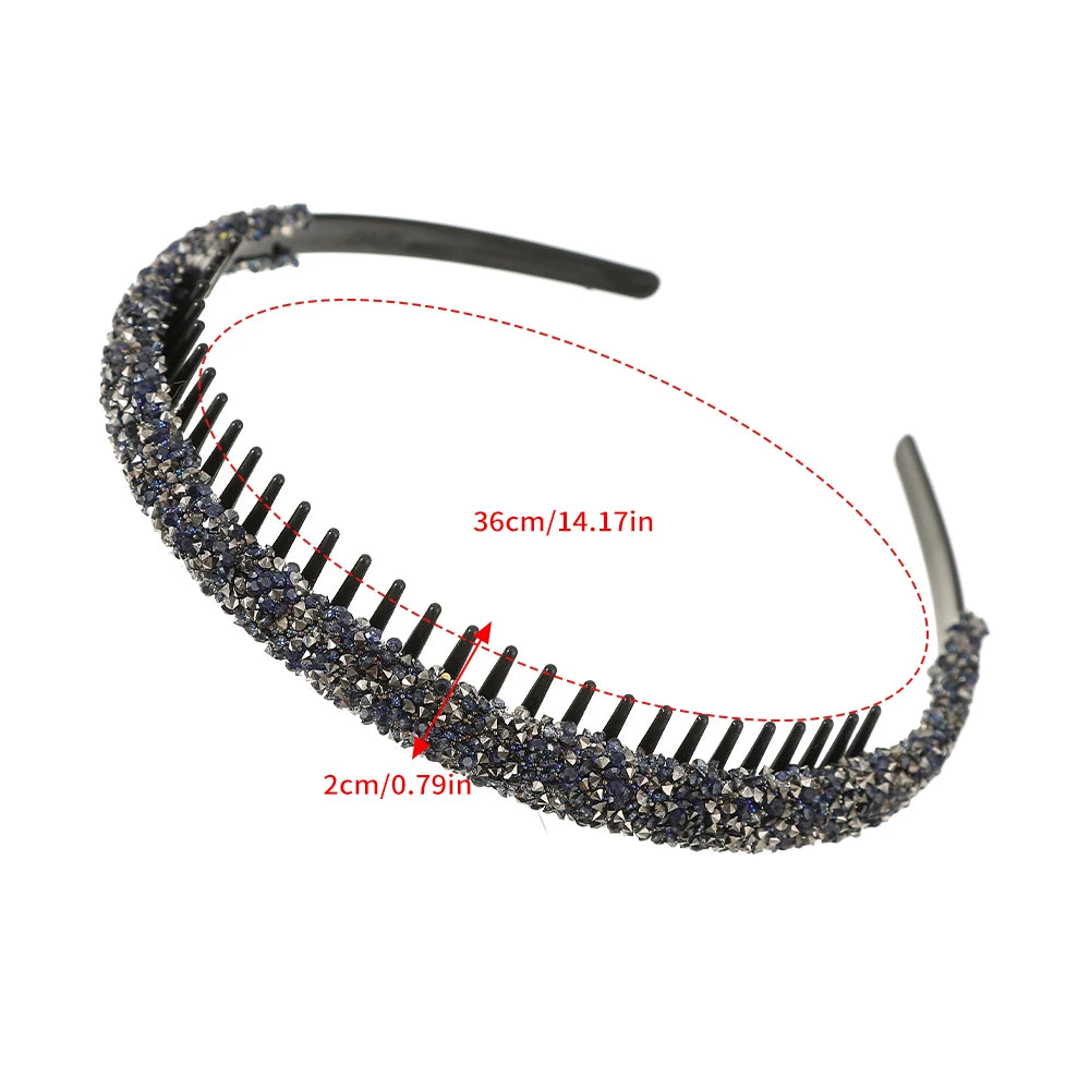 Luxury Non-slip Rhinestone Hair Hoops Bands Women Tooth Elastic Headbands For Women Shiny Hair Hoops Bezel Accessories