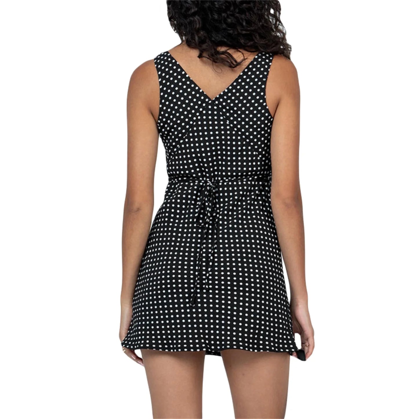 Sleeveless V Neck Dot Print Casual Dress