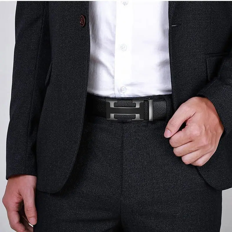 Luxury Vintage H Automatic Buckle Belt High Quality Alloy Designer Buckle Genuine Real Leather