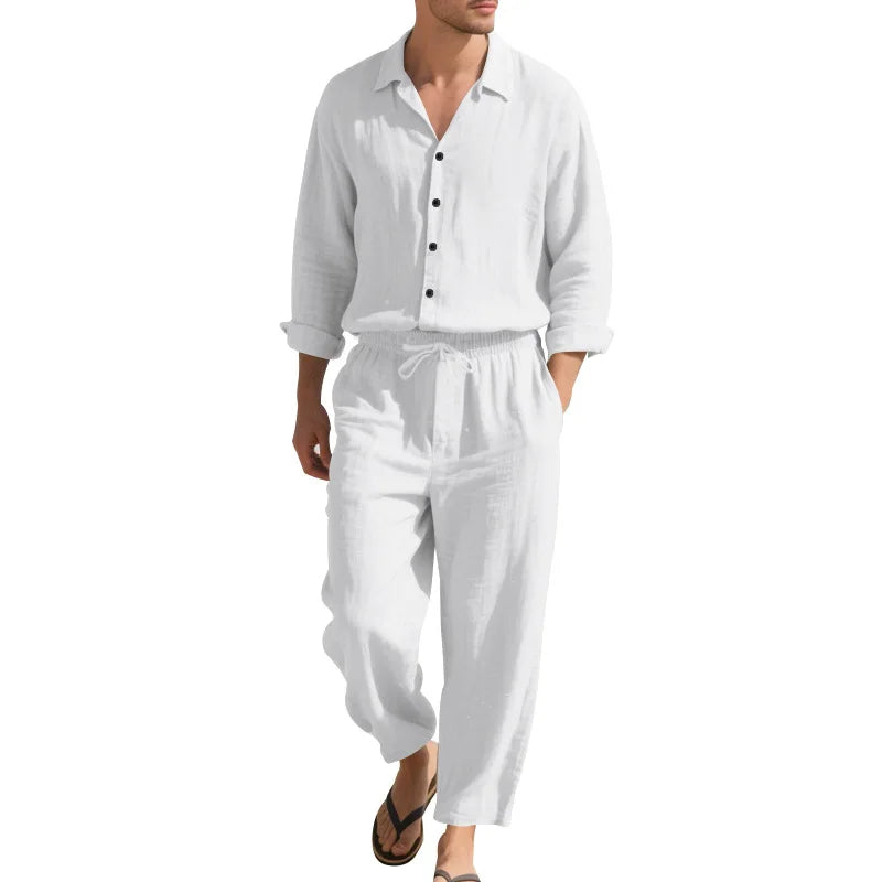 Men's Casual Set Spring Autumn Fashionable Long Sleeved Pants Two-piece Set Cardigan Menswear