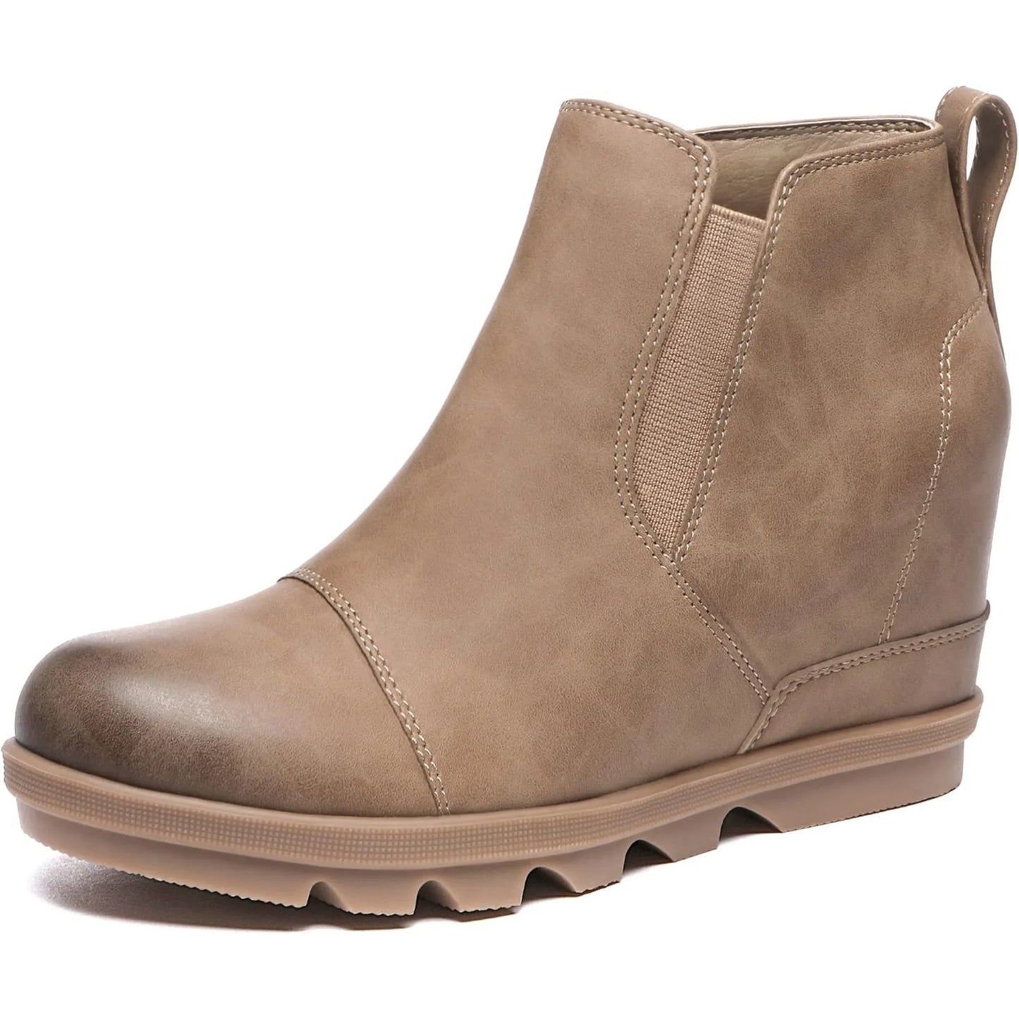 Wedge Ankle Boots Comfort Slip-On Waterproof Leather