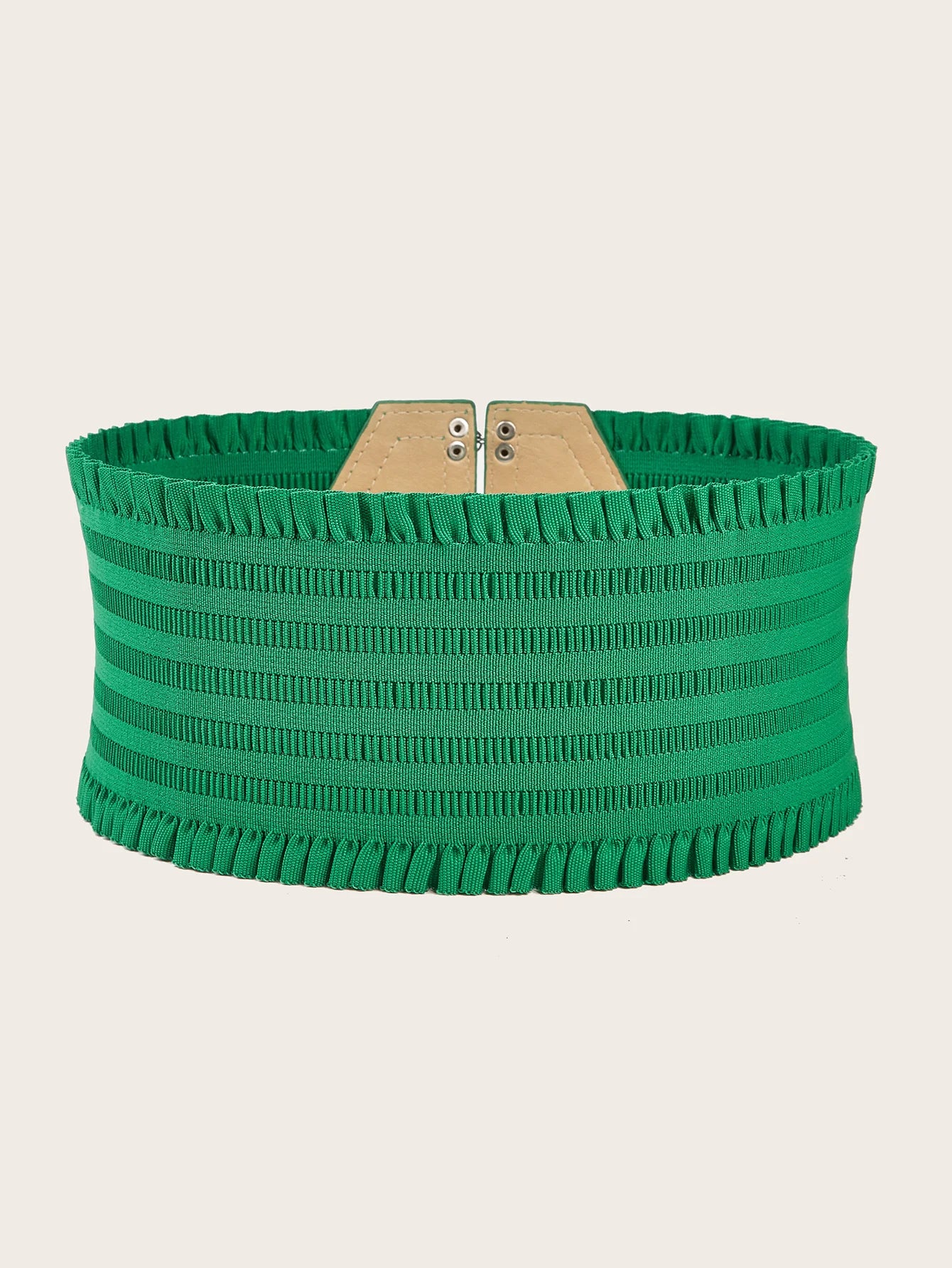 Vibrant Triple Buckle Elastic Waistband Ruffles Wide Belt - Elegant Decorative with Adjustable Strap