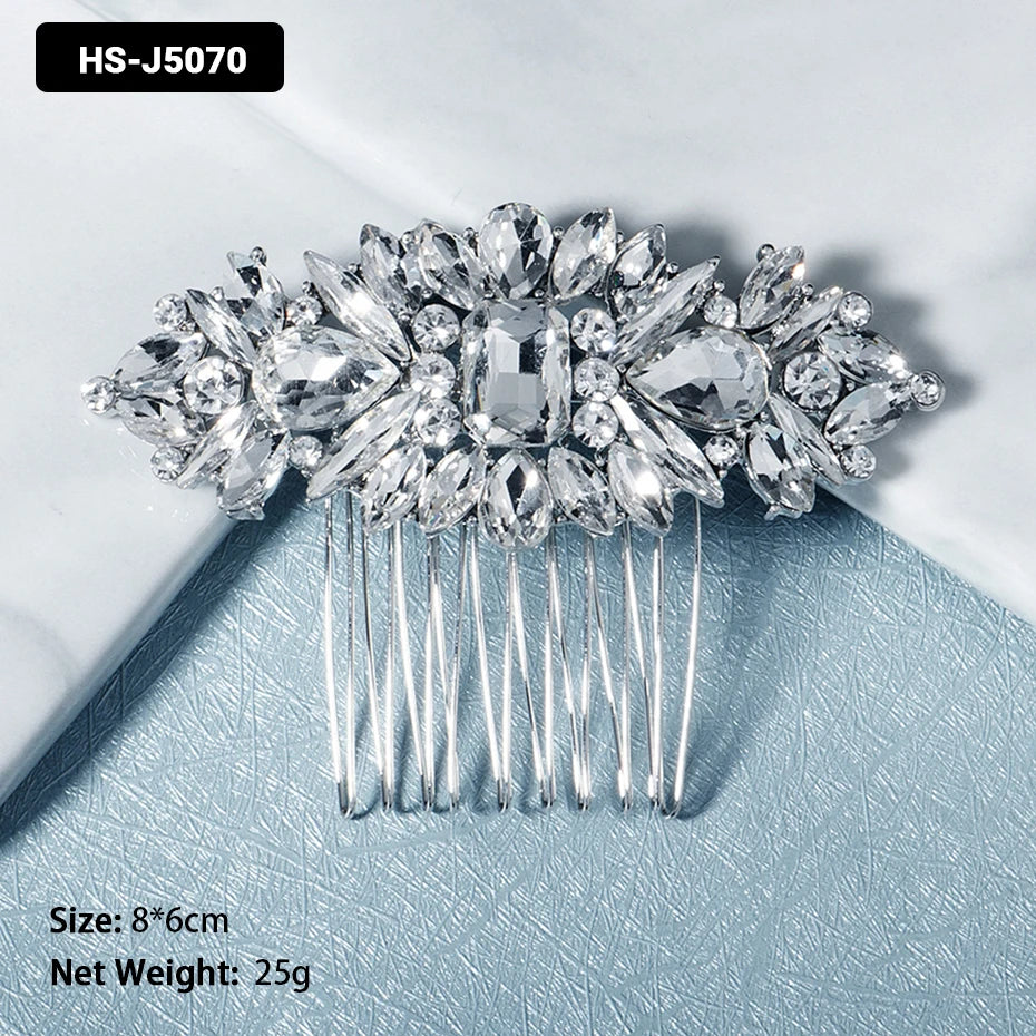 Silver Color Wedding Hair Combs Hairpins Crystal Rhinestone Bride Hair Accessories Women Bridal Hair Jewelry