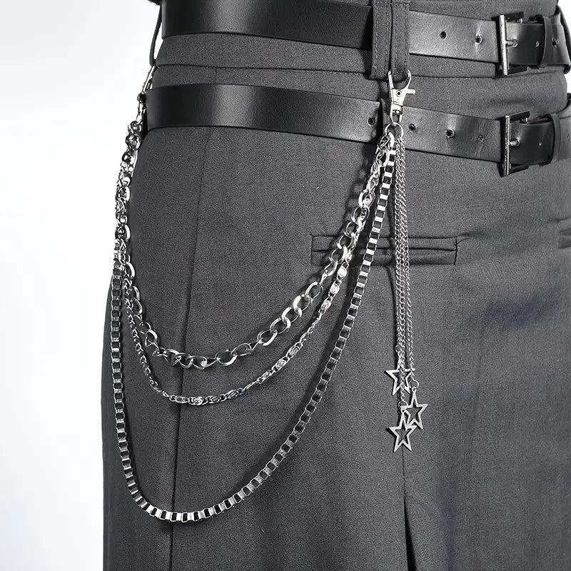 Star Charm Layered Street Style Pant Jeans Chain Belt