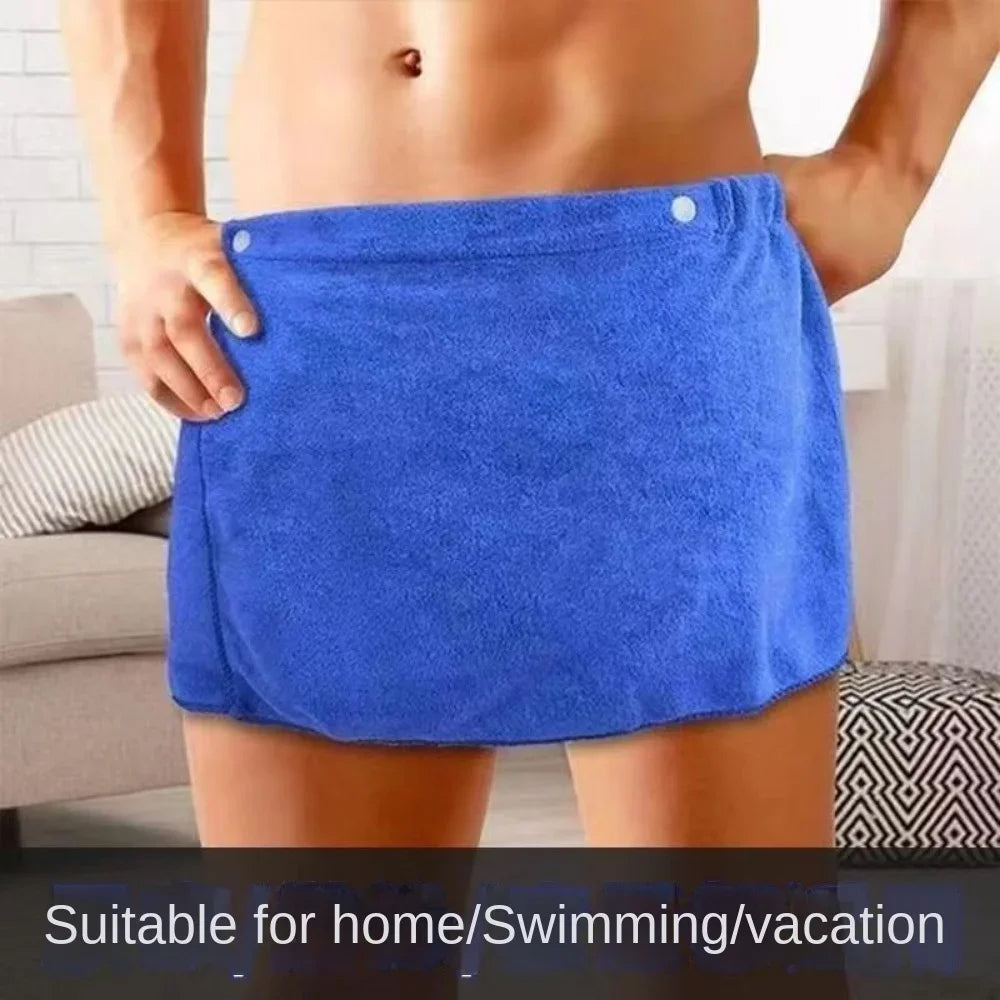 Sexy Sleep Bottoms Microfiber Pajamas Men Nightwear Short Towel Pants Side Split Bathrobe Soft Thick Men's Shower