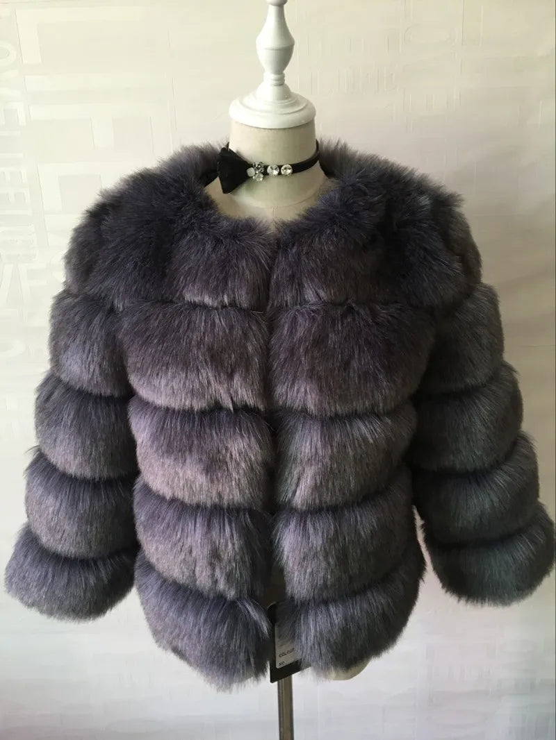 Faux Fur Coat Fashion Faux Fox Fur Fluffy Jacket High Quality