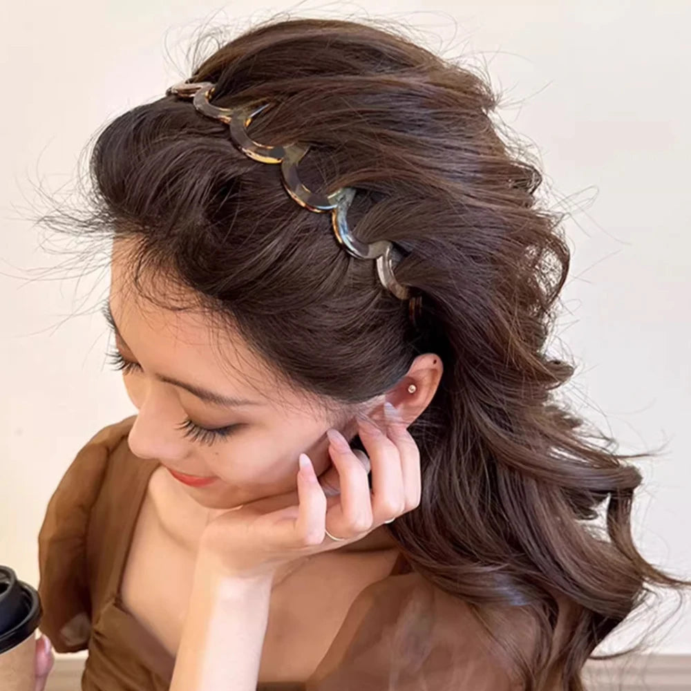 Women Hair Comb Non-Slip Headband Plastic U Shape Hair Hoops Fixed Teeth Fluffy Top Hair Bands Headwear Hair Accessories