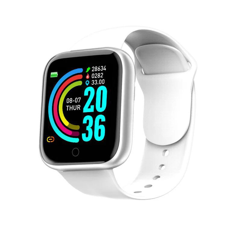 Multifunction Bluetooth Smartwatch – Phone, Music, Sports, White, Y68 D20