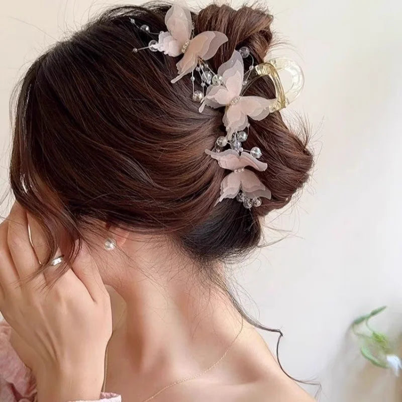 15CM Butterfly Large Hair Claw For Thick Hair Hair Claws Women Sweet Hairpin Ponytail Hair Clip Claw Accessories
