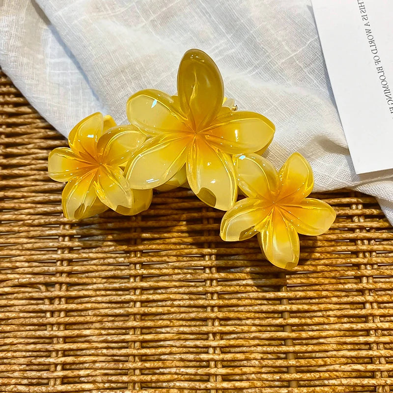 Sunflower Shark Clip Sweet Gradient Flower Grab Clip Ponytail Braid Hair Clip Beach Vacation Hairstyles