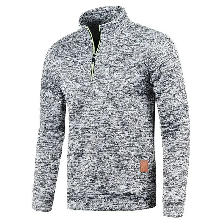 Half Zip Sweater Casual Long Sleeve Coat Stand Collar Zipper Coats Unisex Sport Loose Pullover Streetwear