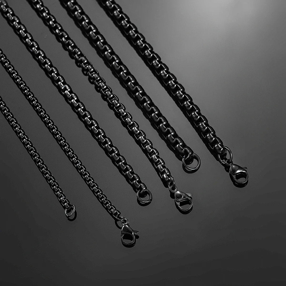 HIYEE 1 Piece 2mm/3mm/4mm/5mm Black Color Box Link Chain Classic Curb Necklace Stainless Steel Jewelry for Men Women