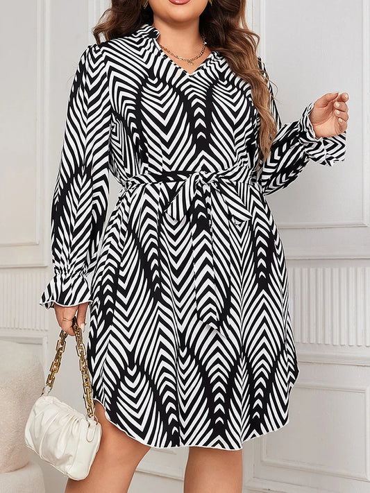Floral Print Round Neck Long Sleeve  Dress  with Pockets