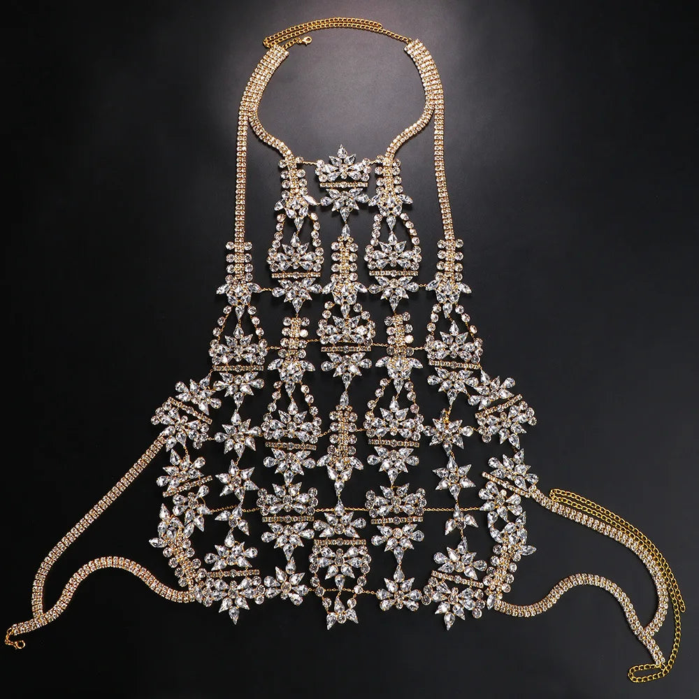 Exaggerated Vest Rhinestone Chest Chain Body Accessories Crystal Lingerie Bra