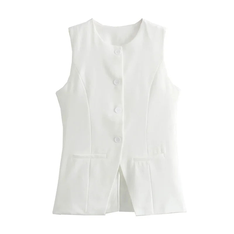 Sleeveless Vest Women Button Summer Vests for Women Jackets Vest Top Women Streetwear Women's Tailored Vest
