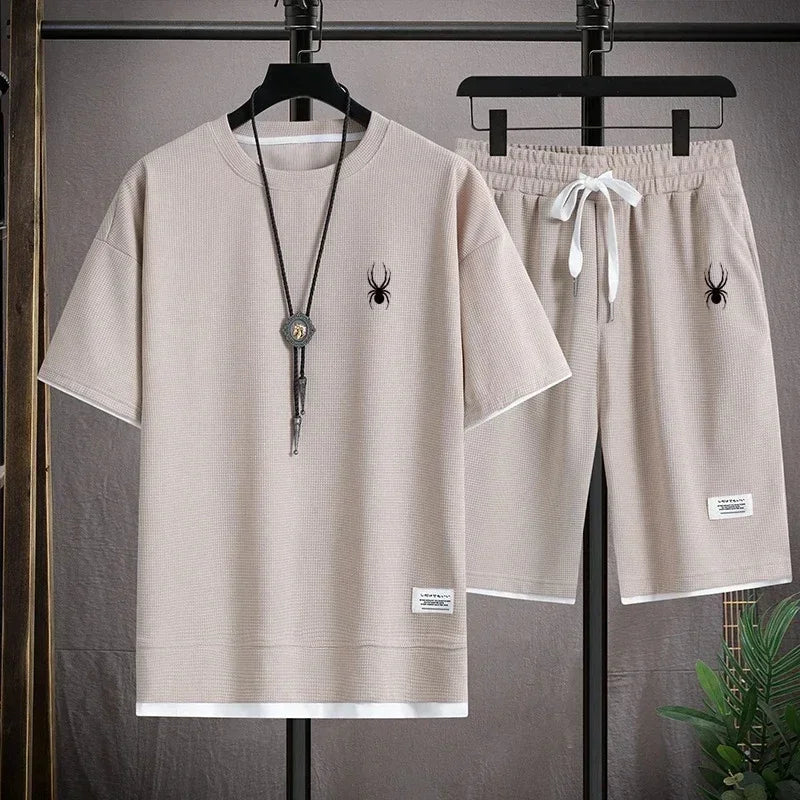 Men's short sleeved T-shirt and sports shorts set casual sportswear fashion summer